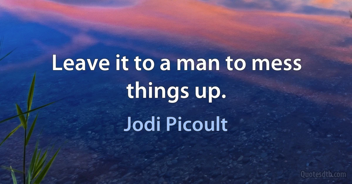 Leave it to a man to mess things up. (Jodi Picoult)