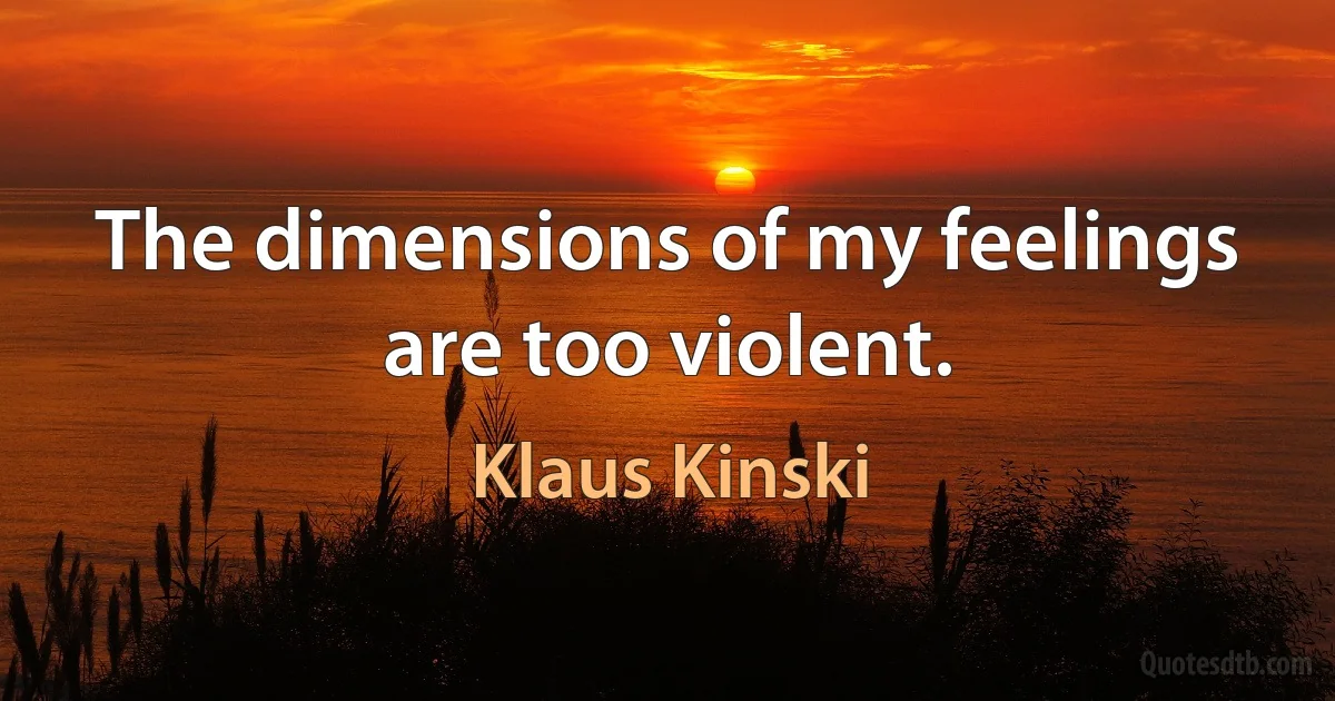 The dimensions of my feelings are too violent. (Klaus Kinski)