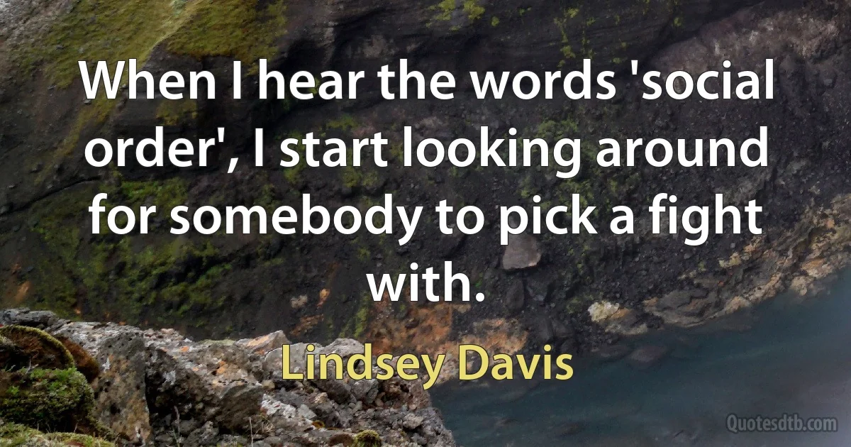 When I hear the words 'social order', I start looking around for somebody to pick a fight with. (Lindsey Davis)