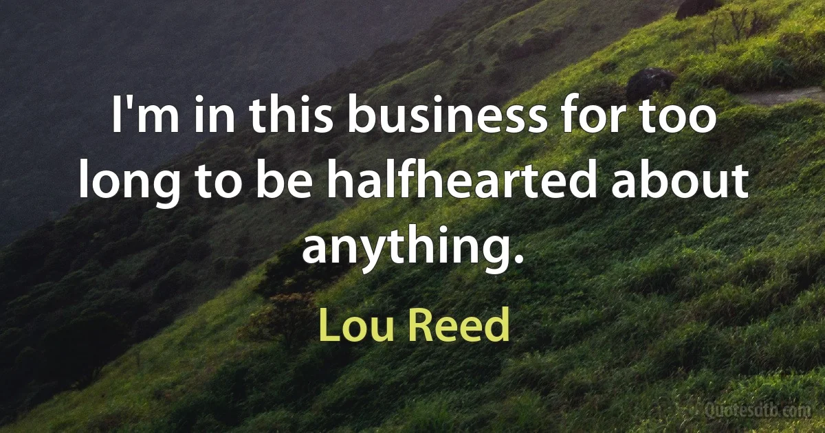 I'm in this business for too long to be halfhearted about anything. (Lou Reed)