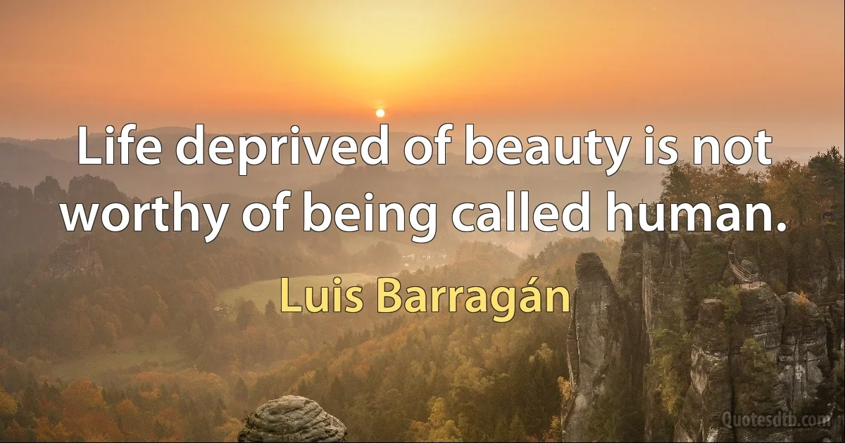 Life deprived of beauty is not worthy of being called human. (Luis Barragán)