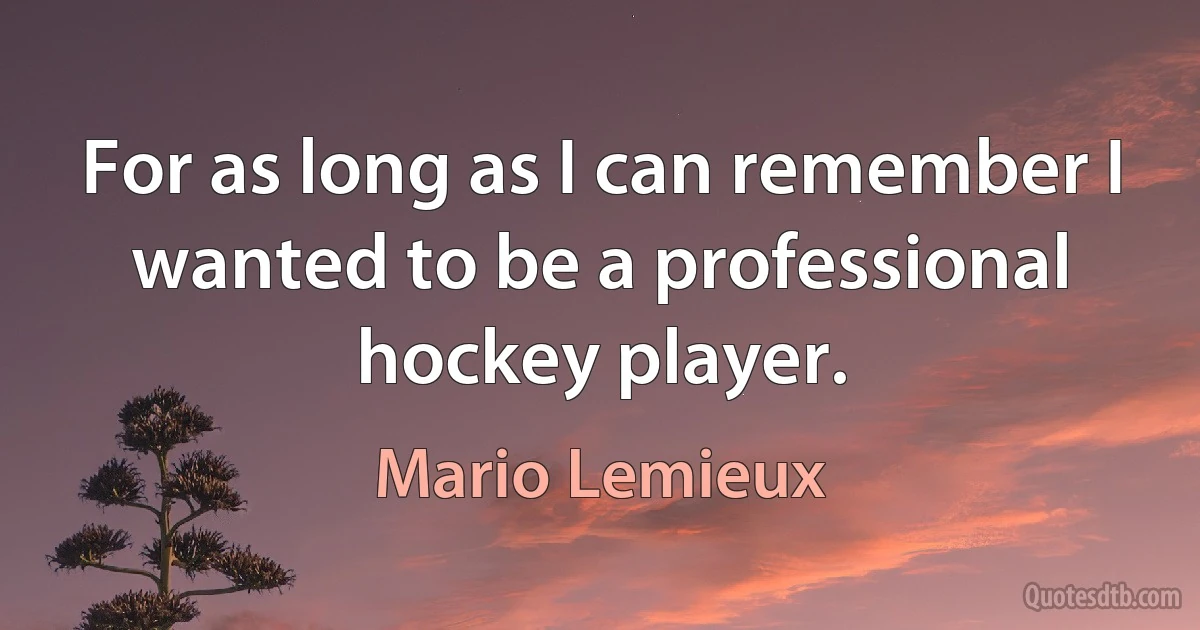 For as long as I can remember I wanted to be a professional hockey player. (Mario Lemieux)