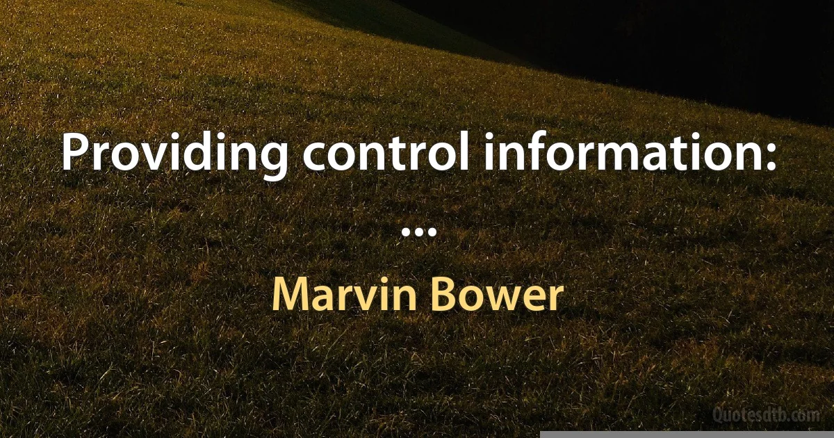 Providing control information: ... (Marvin Bower)