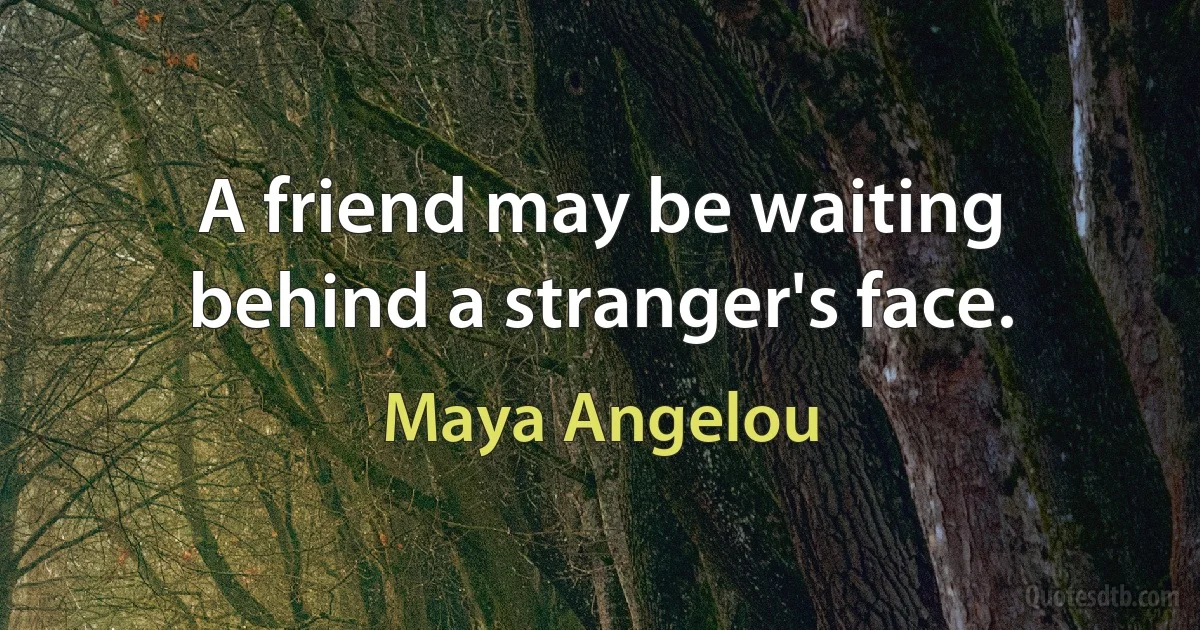 A friend may be waiting behind a stranger's face. (Maya Angelou)