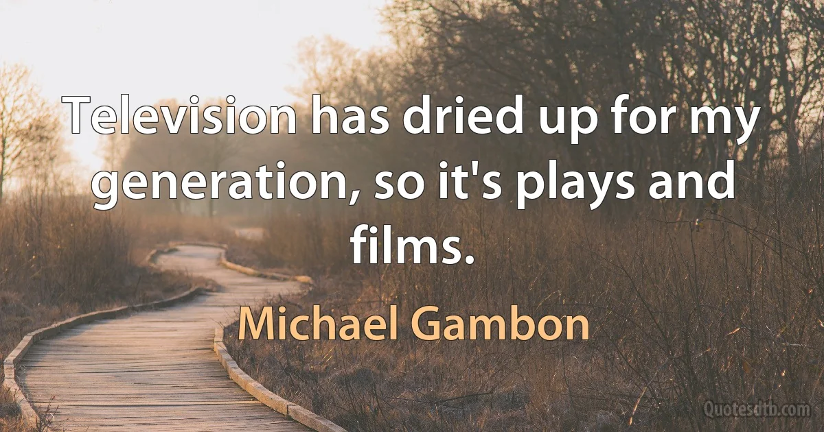 Television has dried up for my generation, so it's plays and films. (Michael Gambon)