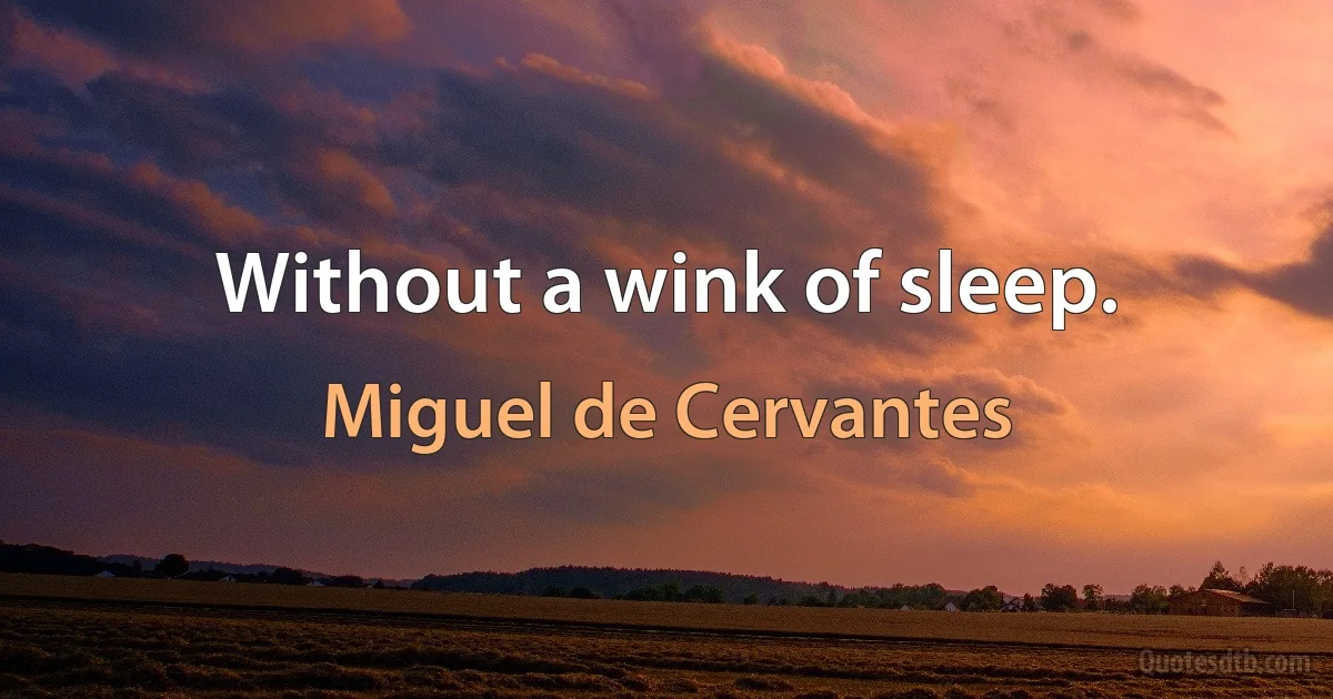 Without a wink of sleep. (Miguel de Cervantes)