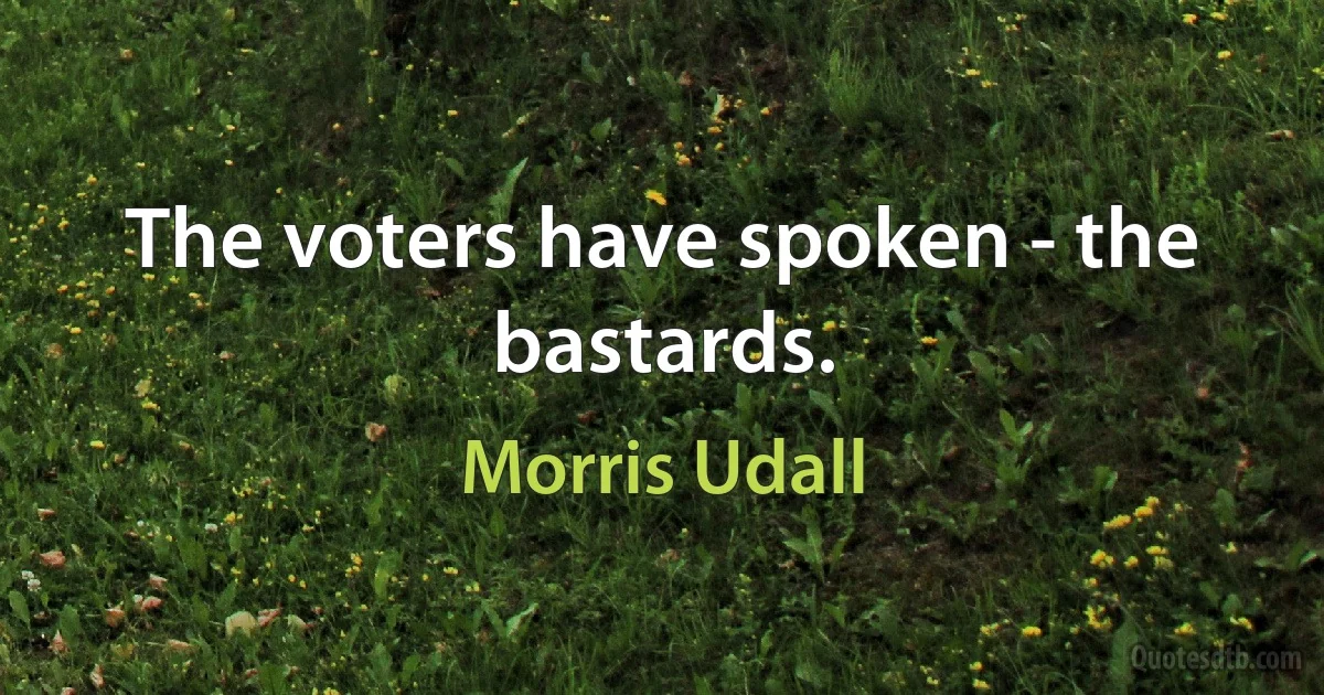 The voters have spoken - the bastards. (Morris Udall)