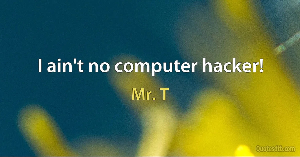 I ain't no computer hacker! (Mr. T)