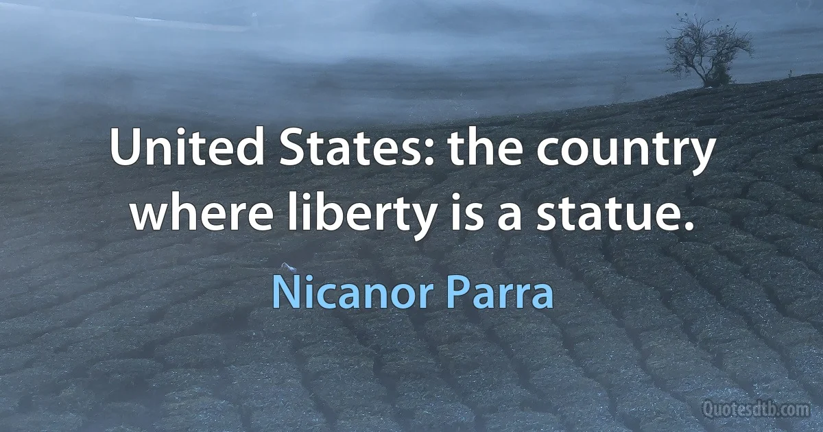 United States: the country where liberty is a statue. (Nicanor Parra)