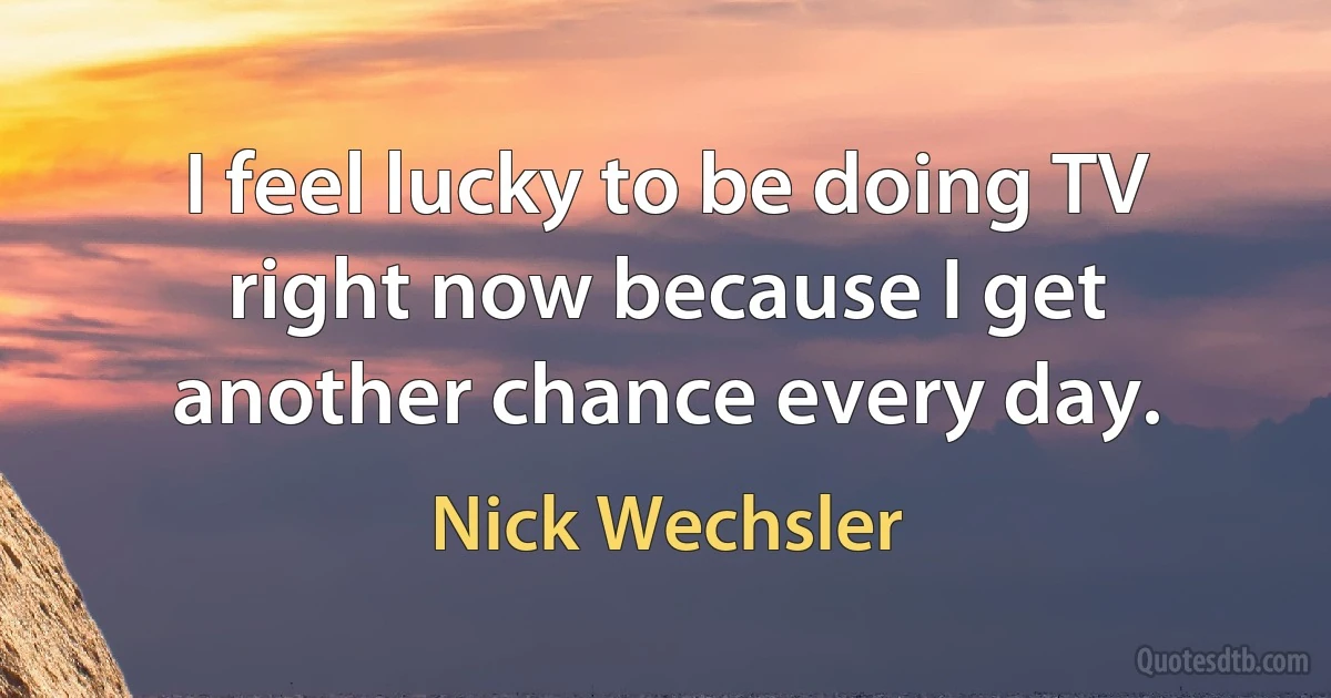 I feel lucky to be doing TV right now because I get another chance every day. (Nick Wechsler)