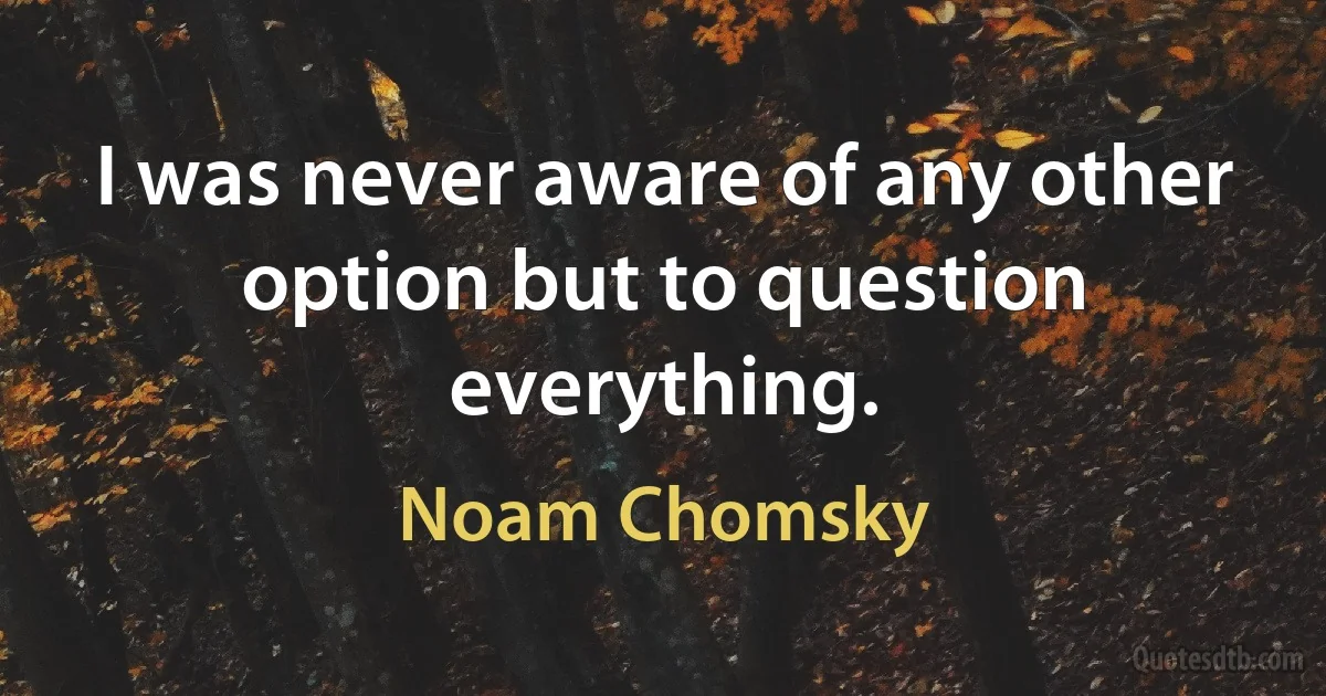 I was never aware of any other option but to question everything. (Noam Chomsky)