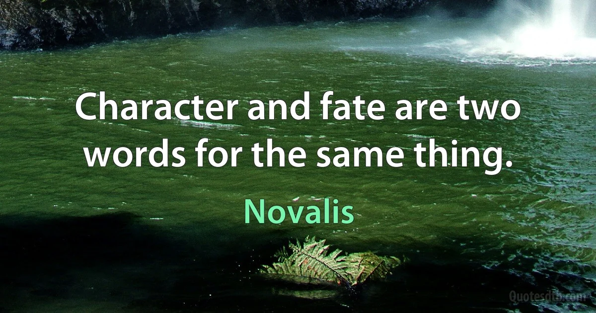 Character and fate are two words for the same thing. (Novalis)