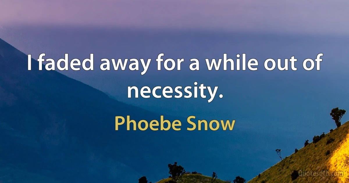 I faded away for a while out of necessity. (Phoebe Snow)