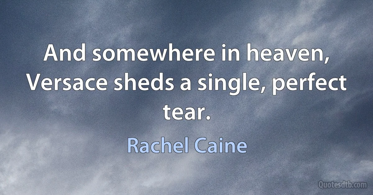 And somewhere in heaven, Versace sheds a single, perfect tear. (Rachel Caine)