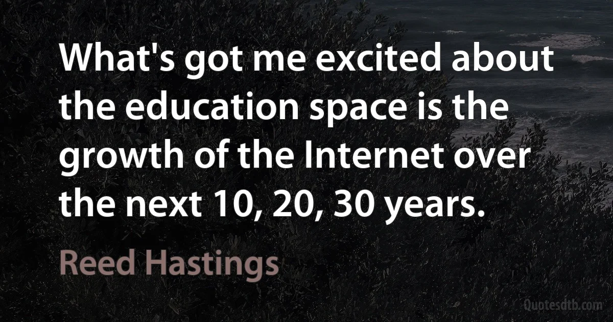 What's got me excited about the education space is the growth of the Internet over the next 10, 20, 30 years. (Reed Hastings)