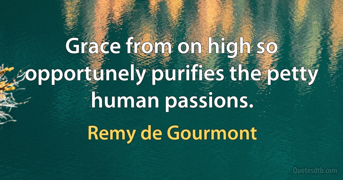 Grace from on high so opportunely purifies the petty human passions. (Remy de Gourmont)