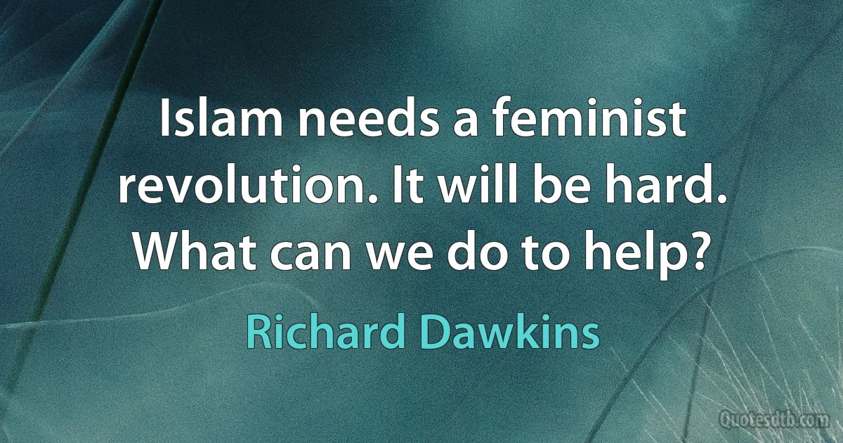 Islam needs a feminist revolution. It will be hard. What can we do to help? (Richard Dawkins)