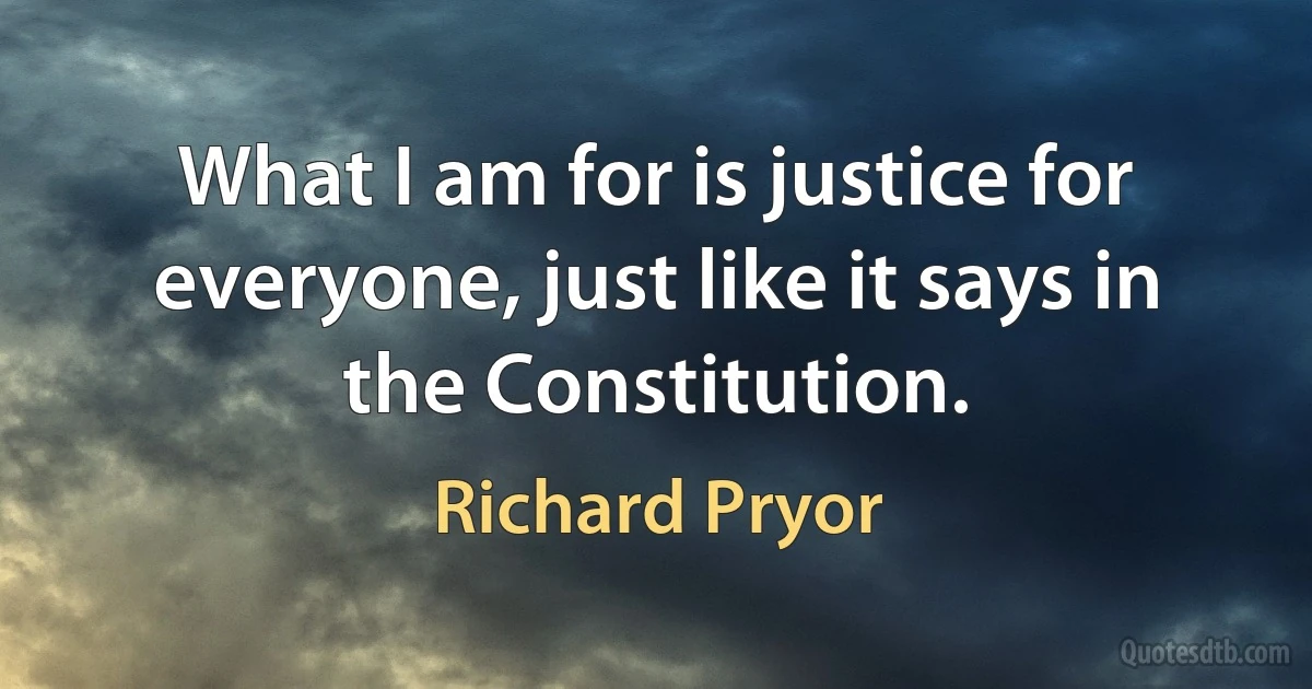 What I am for is justice for everyone, just like it says in the Constitution. (Richard Pryor)