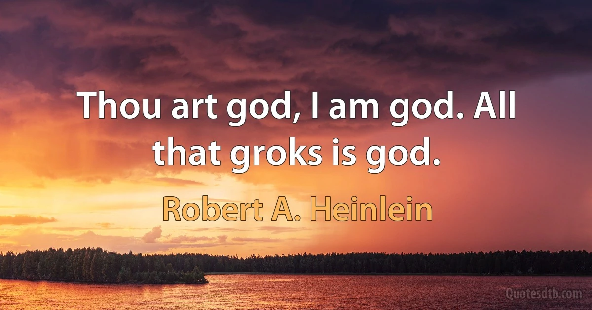 Thou art god, I am god. All that groks is god. (Robert A. Heinlein)