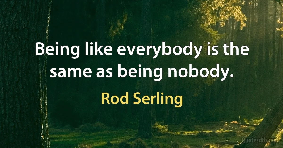 Being like everybody is the same as being nobody. (Rod Serling)