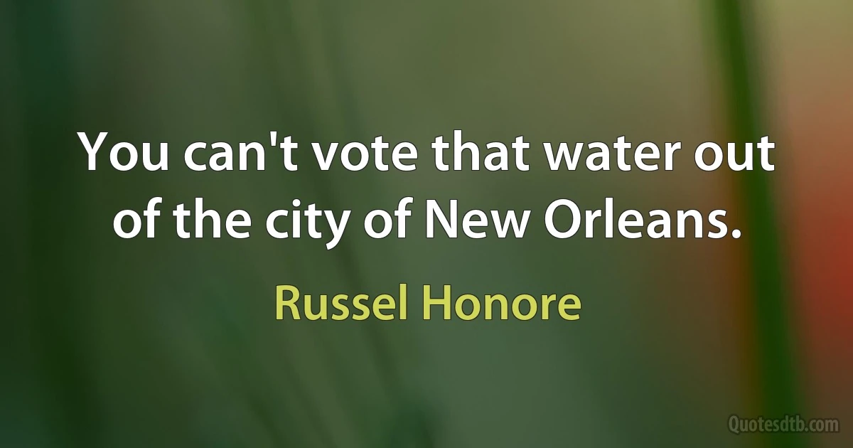 You can't vote that water out of the city of New Orleans. (Russel Honore)