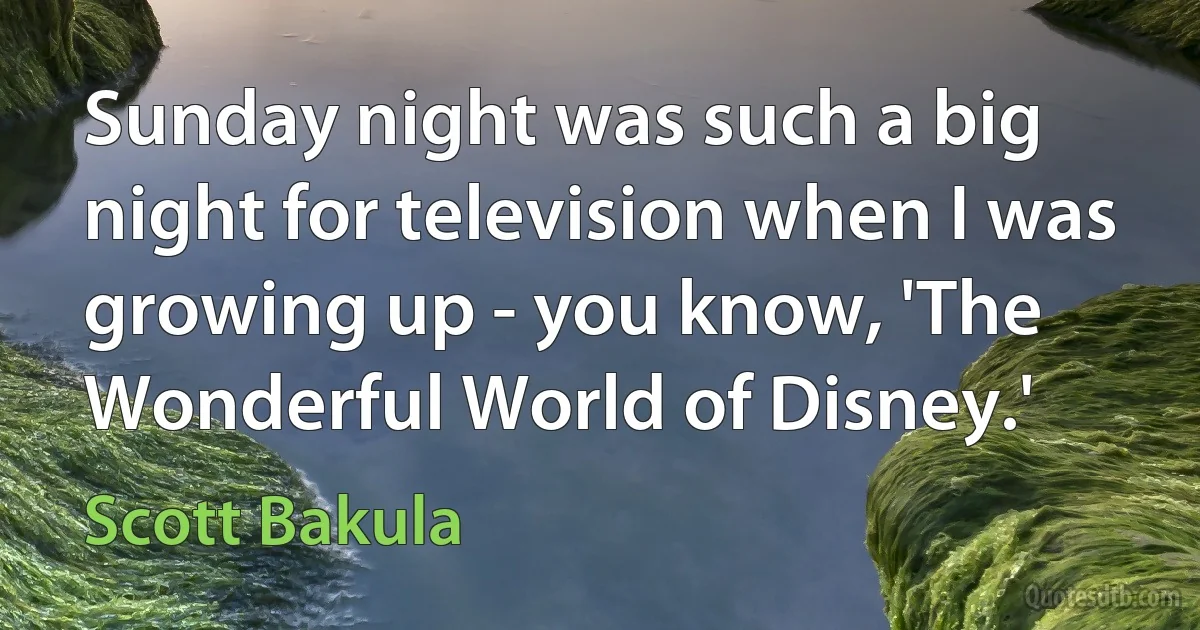 Sunday night was such a big night for television when I was growing up - you know, 'The Wonderful World of Disney.' (Scott Bakula)