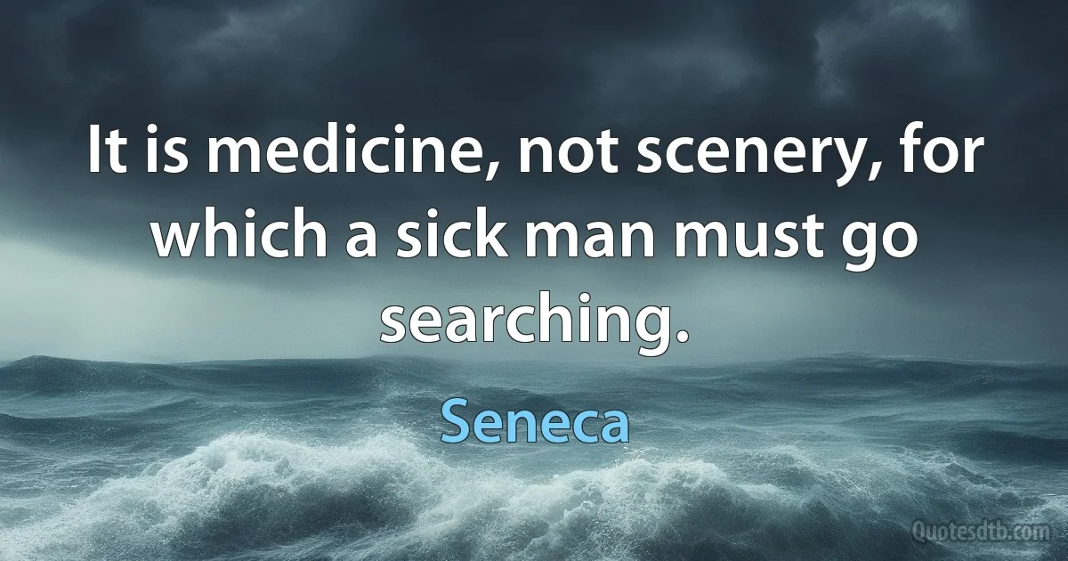 It is medicine, not scenery, for which a sick man must go searching. (Seneca)