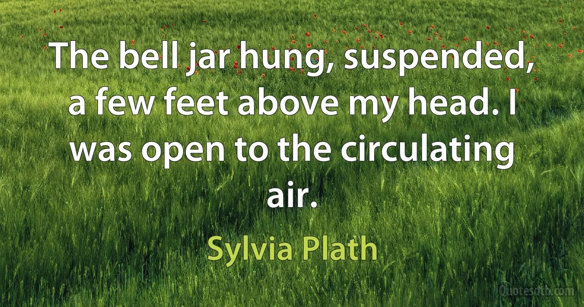 The bell jar hung, suspended, a few feet above my head. I was open to the circulating air. (Sylvia Plath)