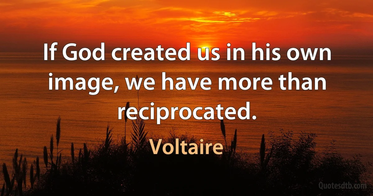 If God created us in his own image, we have more than reciprocated. (Voltaire)