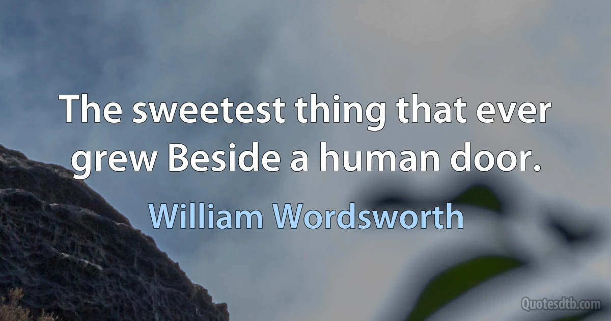 The sweetest thing that ever grew Beside a human door. (William Wordsworth)