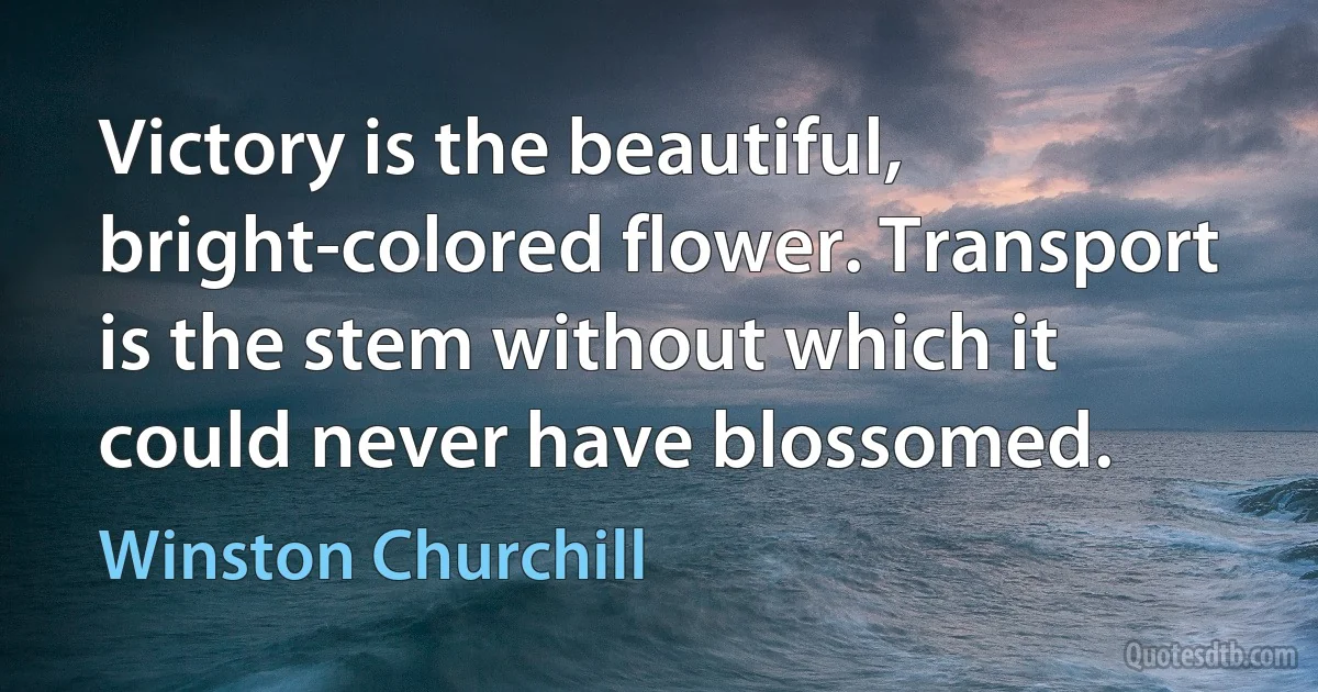 Victory is the beautiful, bright-colored flower. Transport is the stem without which it could never have blossomed. (Winston Churchill)