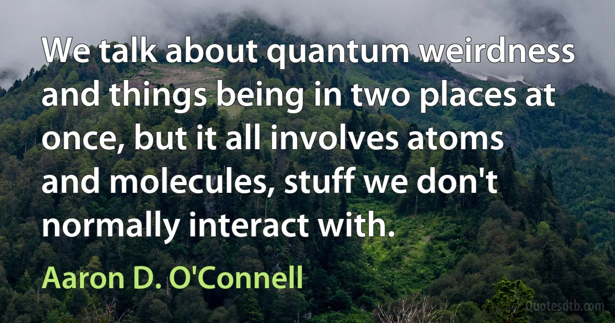 We talk about quantum weirdness and things being in two places at once, but it all involves atoms and molecules, stuff we don't normally interact with. (Aaron D. O'Connell)