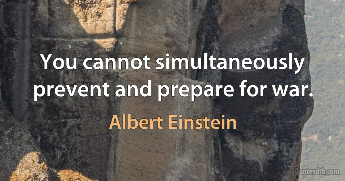 You cannot simultaneously prevent and prepare for war. (Albert Einstein)