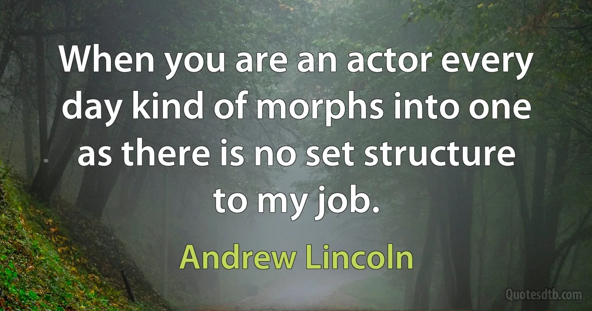 When you are an actor every day kind of morphs into one as there is no set structure to my job. (Andrew Lincoln)