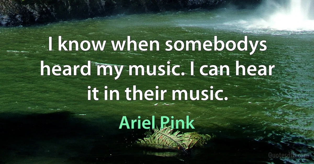 I know when somebodys heard my music. I can hear it in their music. (Ariel Pink)