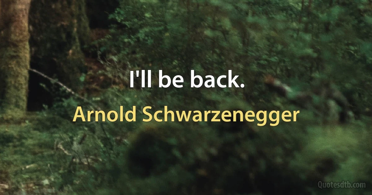 I'll be back. (Arnold Schwarzenegger)