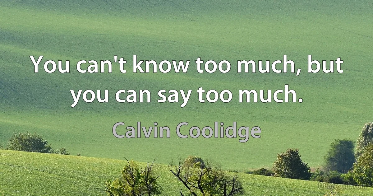 You can't know too much, but you can say too much. (Calvin Coolidge)