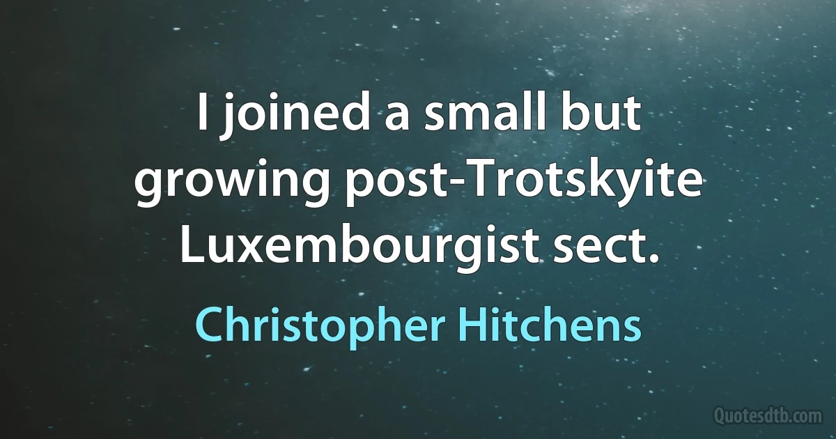 I joined a small but growing post-Trotskyite Luxembourgist sect. (Christopher Hitchens)