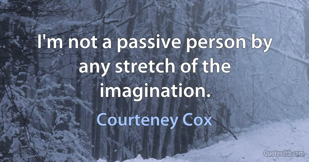 I'm not a passive person by any stretch of the imagination. (Courteney Cox)