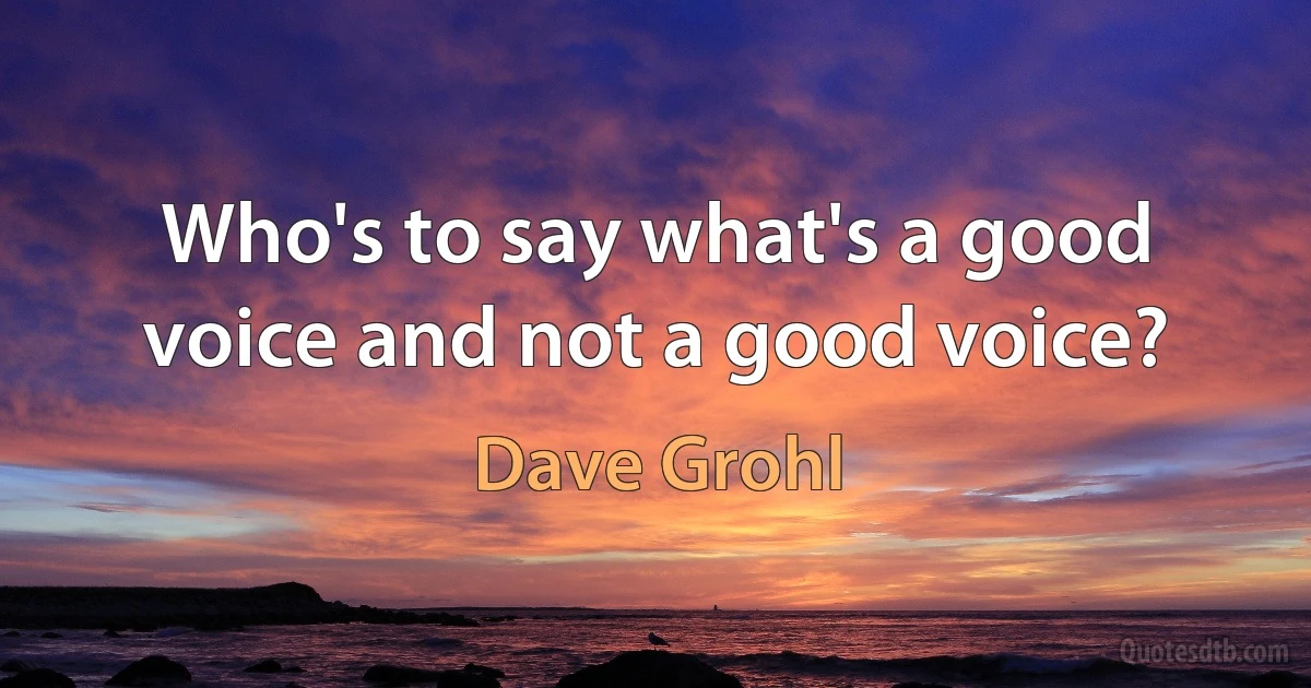 Who's to say what's a good voice and not a good voice? (Dave Grohl)