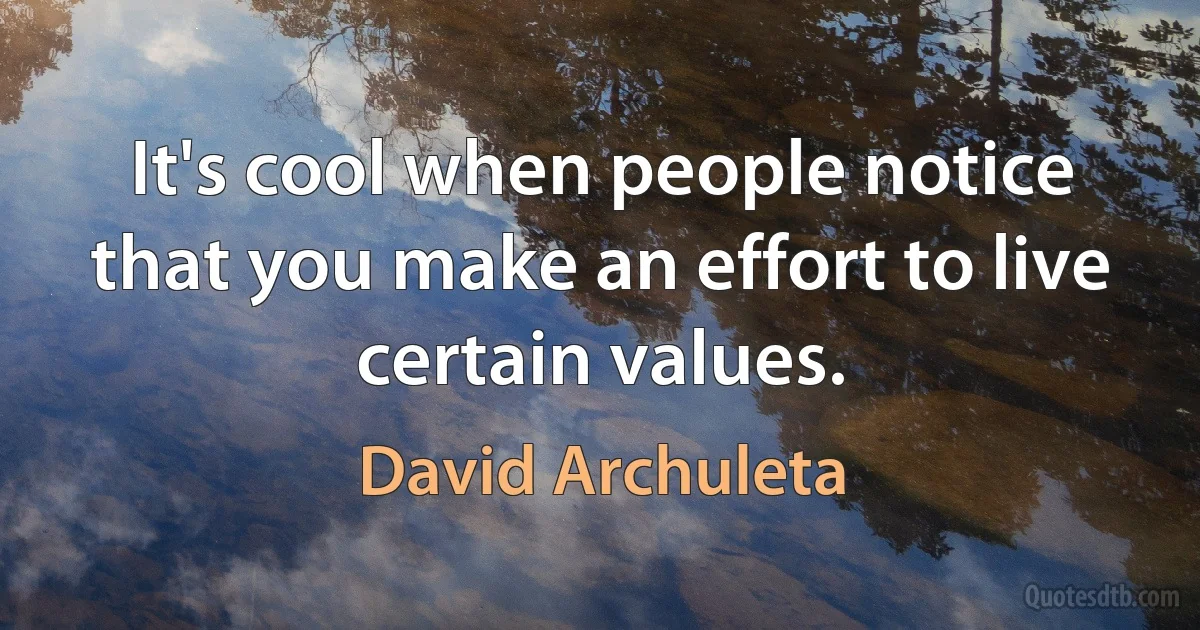 It's cool when people notice that you make an effort to live certain values. (David Archuleta)