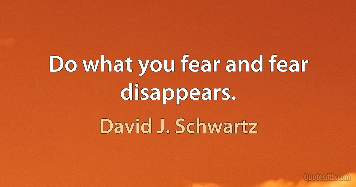 Do what you fear and fear disappears. (David J. Schwartz)