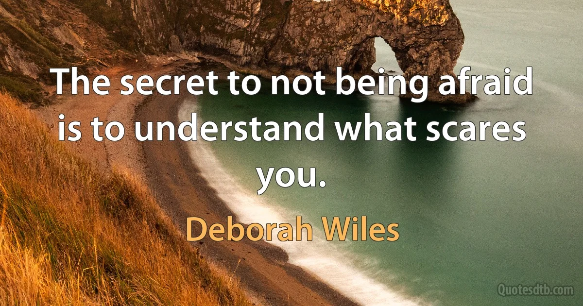 The secret to not being afraid is to understand what scares you. (Deborah Wiles)