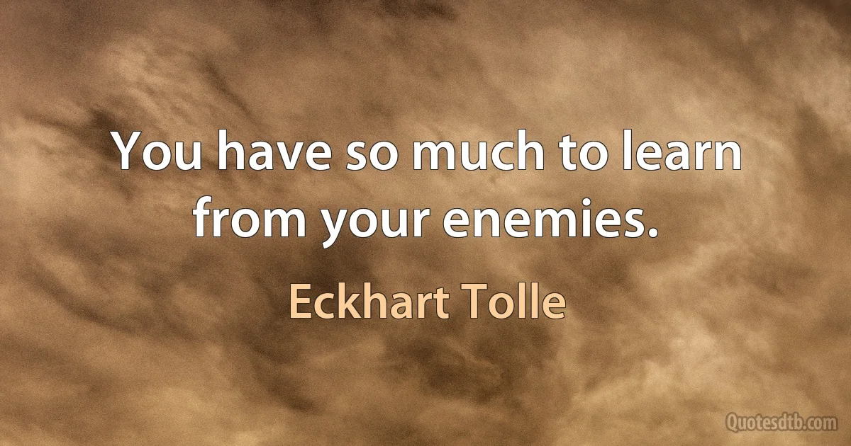 You have so much to learn from your enemies. (Eckhart Tolle)