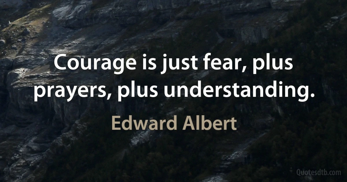 Courage is just fear, plus prayers, plus understanding. (Edward Albert)