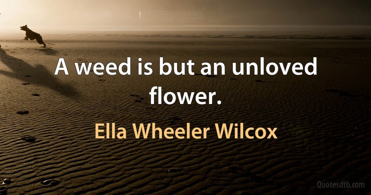 A weed is but an unloved flower. (Ella Wheeler Wilcox)