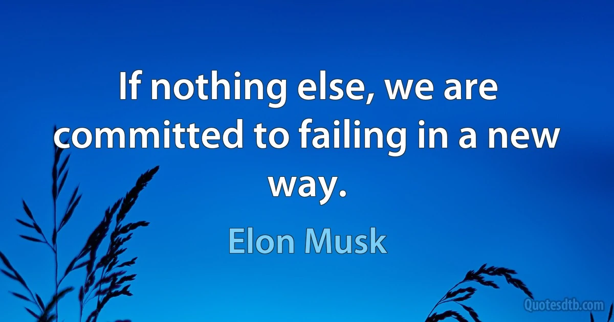 If nothing else, we are committed to failing in a new way. (Elon Musk)