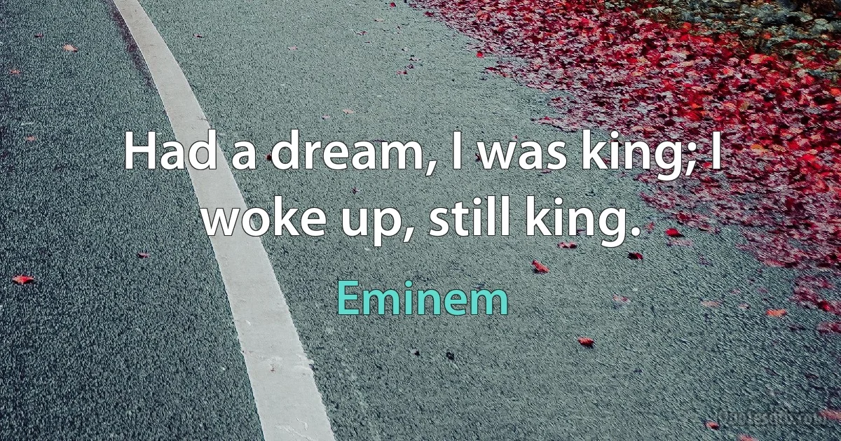 Had a dream, I was king; I woke up, still king. (Eminem)