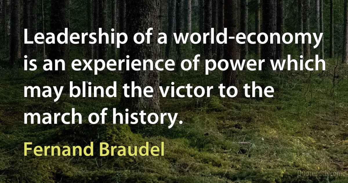 Leadership of a world-economy is an experience of power which may blind the victor to the march of history. (Fernand Braudel)