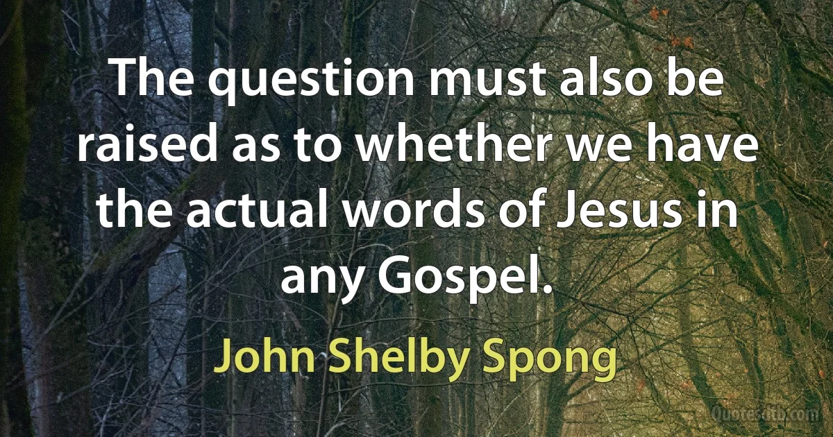 The question must also be raised as to whether we have the actual words of Jesus in any Gospel. (John Shelby Spong)